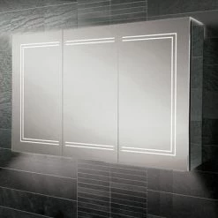 HIB Edge 120 LED Illuminated Aluminium Mirror Cabinet - 49700