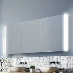 HIB Paragon 120 LED Illuminated Aluminium Mirror Cabinet - 52100