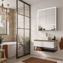 HIB Verve 80 LED Illuminated Mirror Cabinet - 52900 -Victorian Plumbing Shop 52900 D1 460