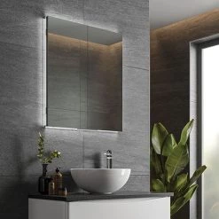 HIB Atrium 60 Semi-Recessed LED Aluminium Mirror Cabinet - 53100