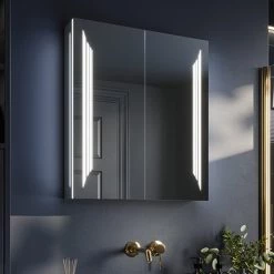 HIB Dimension 60 Bluetooth LED Illuminated Aluminium Mirror Cabinet - 54600