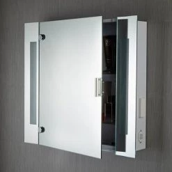 Searchlight Illuminated Bathroom Mirror Cabinet with Shaver Socket - 6560 -Victorian Plumbing Shop 6560 D2 460