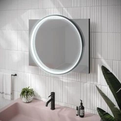 HIB Solas 50 LED Illuminated Mirror (Matt Black Frame) - 79520500 -Victorian Plumbing Shop 79520500 d2 460