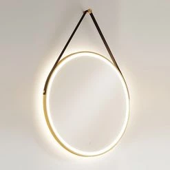 HIB Solstice Brushed Brass 60 Round LED Illuminated Mirror - 79520750