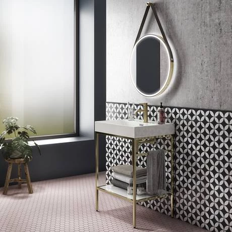 79520750_d3_460.jpg HIB Solstice Brushed Brass 60 Round LED Illuminated Mirror - 79520750 -Victorian Plumbing Shop 79520750 d3 460