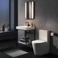 Arezzo Matt Black 500 x 700mm Rectangular LED Illuminated Anti-Fog Bathroom Mirror -Victorian Plumbing Shop AZ0227MB d3 460