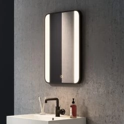 Arezzo Matt Black 500 x 700mm Rectangular LED Illuminated Anti-Fog Bathroom Mirror