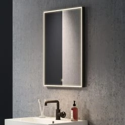 Arezzo Matt Black 520 x 720mm Rectangular LED Illuminated Anti-Fog Bathroom Mirror