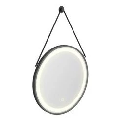 Arezzo Matt Black 600mm Round LED Illuminated Anti-Fog Bathroom Mirror -Victorian Plumbing Shop AZ47MB n d1 460