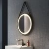 Arezzo Matt Black 600mm Round LED Illuminated Anti-Fog Bathroom Mirror -Victorian Plumbing Shop AZ47MB n p