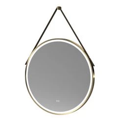 Arezzo Brushed Brass 800mm Round LED Illuminated Anti-Fog Bathroom Mirror