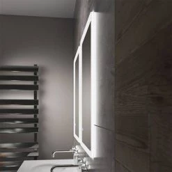 Arezzo 800 x 600mm Ultra Slim LED Illuminated Bathroom Mirror with Anti-Fog 2 Arezzo 800 x 600mm Ultra Slim LED Illuminated Bathroom Mirror with Anti-Fog -Victorian Plumbing Shop AZ9703MB D2 460 2