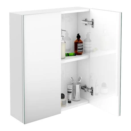 B6GWM_d3_460.jpg Brooklyn 600mm Gloss White Bathroom Mirror Cabinet - 2 Door -Victorian Plumbing Shop B6GWM d3 460