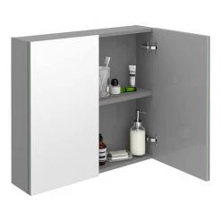 Brooklyn 800mm Grey Mist Bathroom Mirror Cabinet - 2 Door -Victorian Plumbing Shop B8GMWM d2 460