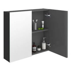 Brooklyn 800mm Gloss Grey Bathroom Mirror Cabinet - 2 Door 3 Brooklyn 800mm Gloss Grey Bathroom Mirror Cabinet - 2 Door -Victorian Plumbing Shop BM8GRY d3 460