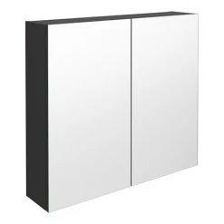 Brooklyn 800mm Gloss Grey Bathroom Mirror Cabinet - 2 Door