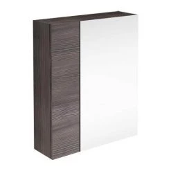 Brooklyn 600mm Bathroom Mirror & Fascia Cabinet - Grey Avola