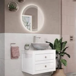 Crosswater Canvass 600mm LED Illuminated Bathroom Mirror with Anti-Fog -Victorian Plumbing Shop CV MIRROR60 D2 460