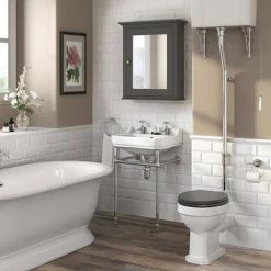 Old London Traditional Mirror Cabinet (650mm Wide - Charcoal) -Victorian Plumbing Shop DAF604 ND1 460