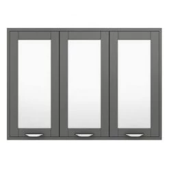 Keswick Grey 900mm Traditional Wall Hung 3 Door Mirror Cabinet -Victorian Plumbing Shop KES GRY 3DM d3 460