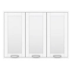 Keswick White 900mm Traditional Wall Hung 3 Door Mirror Cabinet -Victorian Plumbing Shop KES WHT 3DM d3 460
