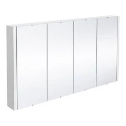 Nuie 1200 Gloss White Minimalist 4-Door Mirror Cabinet
