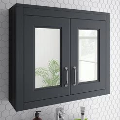 Chatsworth 690mm Graphite 2-Door Mirror Cabinet