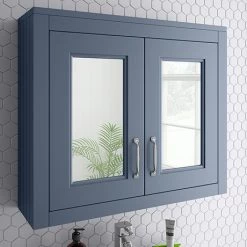Chatsworth 690mm Blue 2-Door Mirror Cabinet