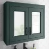 Chatsworth Green 2-Door Mirror Cabinet - 690mm Wide with Matt Black Handles 5 Chatsworth Green 2-Door Mirror Cabinet - 690mm Wide with Matt Black Handles -Victorian Plumbing Shop MCABGRNMB n p