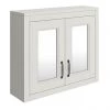 Chatsworth Grey 2-Door Mirror Cabinet - 690mm Wide with Matt Black Handles