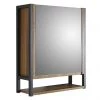 Milan Industrial Matt Black Framed Bathroom Mirror Cabinet - Wood Effect -Victorian Plumbing Shop MIL350M P