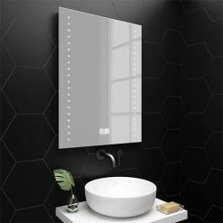 Toreno 600x800mm LED Bathroom Mirror incl. Digital Clock, Anti-Fog & Shaving Socket