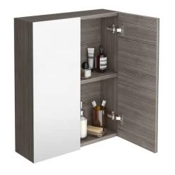 Brooklyn 600mm Grey Avola Bathroom Mirror Cabinet - 2 Door 3 Brooklyn 600mm Grey Avola Bathroom Mirror Cabinet - 2 Door -Victorian Plumbing Shop MOD523 d1 460