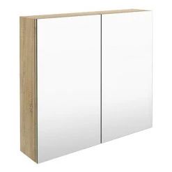 Brooklyn 800mm Natural Oak Bathroom Mirror Cabinet - 2 Door