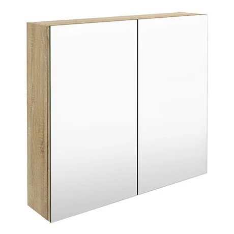 OFF319_np.jpg Brooklyn 800mm Natural Oak Bathroom Mirror Cabinet - 2 Door -Victorian Plumbing Shop OFF319 np
