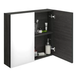 Brooklyn 800mm Hacienda Black Bathroom Mirror Cabinet - 2 Door -Victorian Plumbing Shop OFF619 d4 460