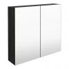 Brooklyn 800mm Hacienda Black Bathroom Mirror Cabinet - 2 Door