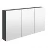 Hudson Reed 1350mm Gloss Grey 3 Door Mirror Cabinet - QUA010