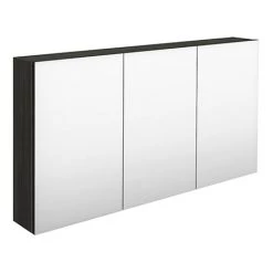 Hudson Reed 1350mm Hacienda Black 3 Door Mirror Cabinet - QUA011