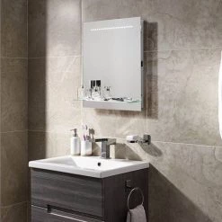 Sensio Nyla LED Mirror with Integrated Glass Shelf, Demister Pad & Shaving Socket - SE30566C0.1 -Victorian Plumbing Shop SE30566C01 D1 460