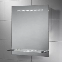 Sensio Nyla LED Mirror with Integrated Glass Shelf, Demister Pad & Shaving Socket - SE30566C0.1