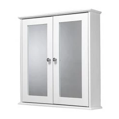Croydex Ashby White Wooden Double Door Mirror Cabinet with FlexiFix - WC280022