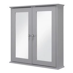 Croydex Ashby Grey Wooden Double Door Mirror Cabinet with FlexiFix - WC280031