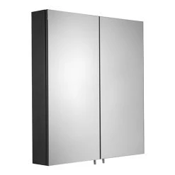 Croydex Dawley Matt Black 600mm Double Door Mirror Cabinet - WC930221
