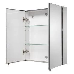 Croydex Finchley Stainless Steel Double Door Mirror Cabinet with FlexiFix - WC940205 3 Croydex Finchley Stainless Steel Double Door Mirror Cabinet with FlexiFix - WC940205 -Victorian Plumbing Shop WC940205 D3 460